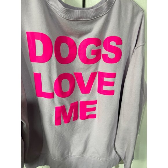 Wildfox Love Sweatshirt Dogs Love Me Gray W/ Pink Paw Print Womens L - Picture 4 of 10